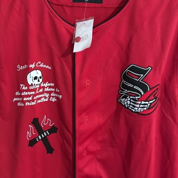 Red Baseball Jersey Mens Medium Rue21 Mesh - Picture 2 of 3